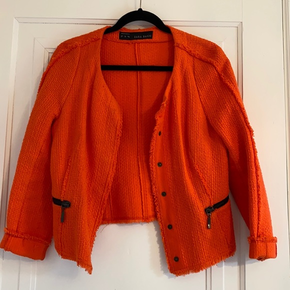 Orange tweed Zara Basics blazer - Picture 2 of 5